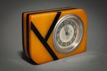Geometric New Haven Catalin Bakelite Clock - Laminated Yellow + Black